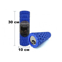 Массажный ролик (валик) EasyFit Grid Roller Mini, Длина 30 см, Диаметр 10 см, Пена EVA с массажной поверхностью 3D, для МФР, фитнеса, йоги и реабилитации, Синий