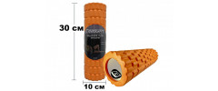 Массажный ролик (валик) EasyFit Grid Roller Mini, Длина 30 см, Диаметр 10 см, Пена EVA с массажной поверхностью 3D, для МФР, фитнеса, йоги и реабилитации, Оранжевый