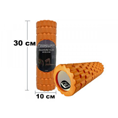 Массажный ролик (валик) EasyFit Grid Roller Mini, Длина 30 см, Диаметр 10 см, Пена EVA с массажной поверхностью 3D, для МФР, фитнеса, йоги и реабилитации, Оранжевый
