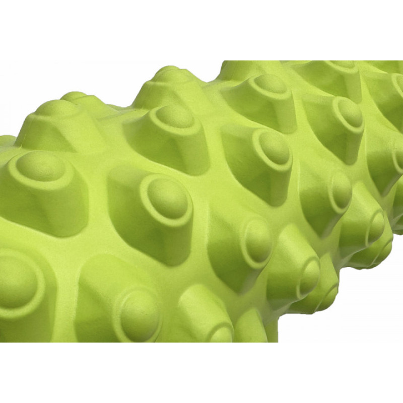 Массажный ролик (валик) EasyFit Grid Roller Extreme, Длина 33 см, Диаметр 14 см, Каркас из высокопрочного пластика, Пена EVA с массажной поверхностью 3D, для МФР, фитнеса, йоги и реабилитации, Салатовый