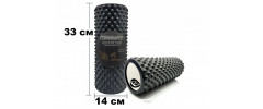 Массажный ролик (валик) EasyFit Grid Roller Light, Длина 33 см, Диаметр 14 см, Каркас из высокопрочного пластика, Пена EVA с массажной поверхностью 3D, для МФР, фитнеса, йоги и реабилитации, Черный