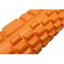 Масажний ролик (валик) EasyFit Grid Roller v.1.1, Довжина 33 см, Діаметр 14 см, Каркас із високоміцного пластику, Піна EVA з масажною поверхнею 3D, для МФР, фітнесу, йоги та реабілітації, Помаранчевий