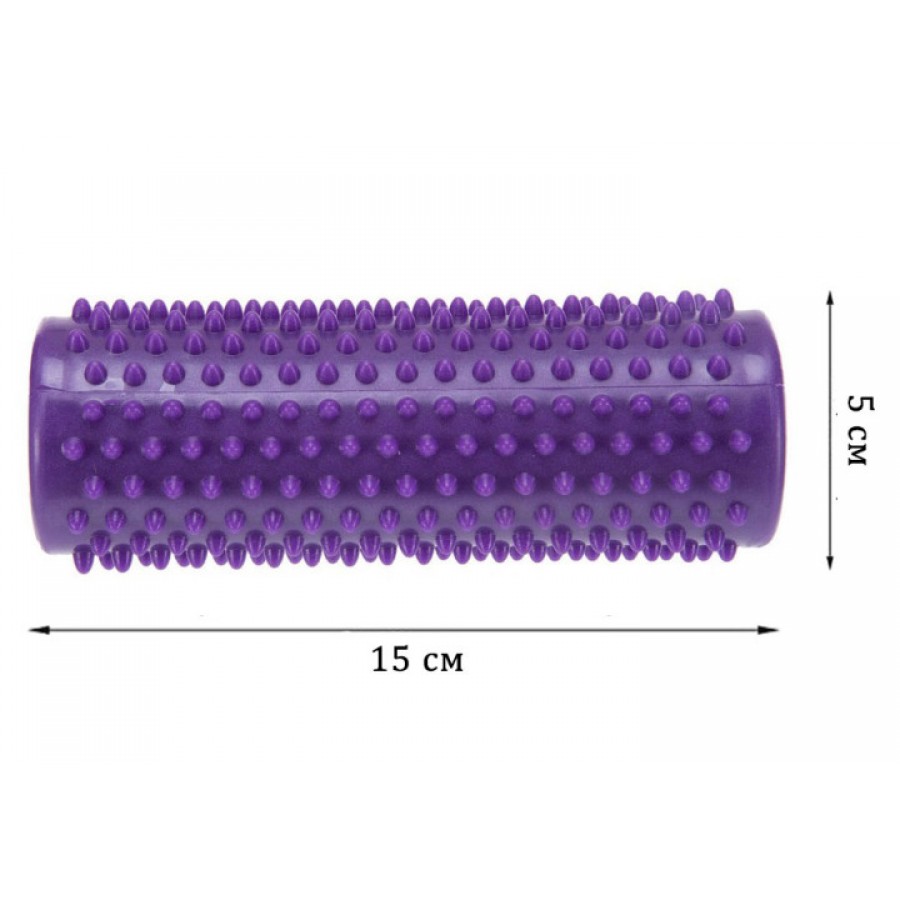 Масажний циліндр EasyFit з шипами, Довжина 15 см, Діаметр 5 см, ПВХ, для МФР, зняття напруги та самомасажу, Фіолетовий