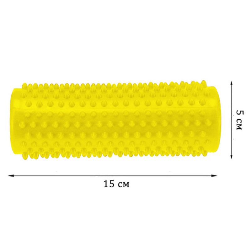 Масажний циліндр EasyFit з шипами, Довжина 15 см, Діаметр 5 см, ПВХ, для МФР, зняття напруги та самомасажу, Жовтий