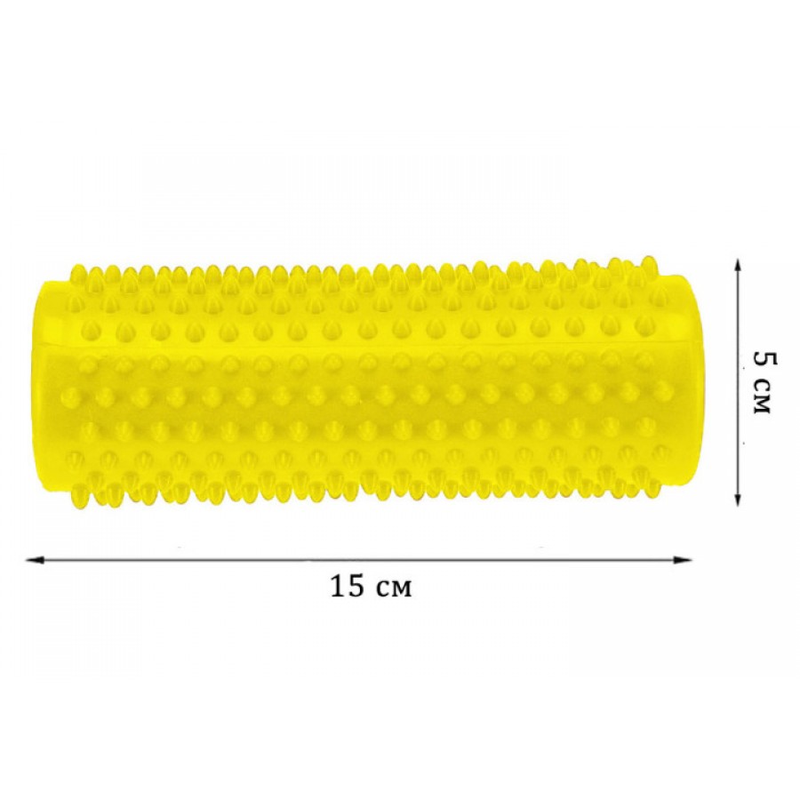 Масажний циліндр EasyFit з шипами, Довжина 15 см, Діаметр 5 см, ПВХ, для МФР, зняття напруги та самомасажу, Жовтий