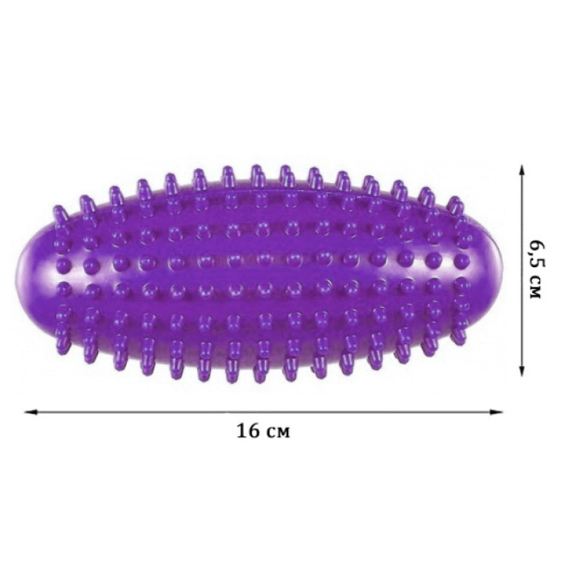 Масажний ролик овальний EasyFit Almond з шипами, Довжина 16 см, Діаметр 6,5 см, ПВХ, для МФР, зняття напруги та самомасажу, Фіолетовий