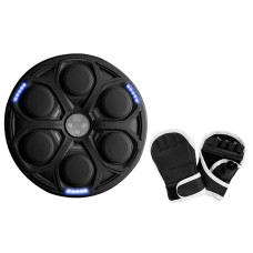 Настінний музичний боксерський тренажер EasyFit (електронна мішень для боксу з рукавичками), 15 режимів, Bluetooth, Розмір 43х6 см, Вага 2 кг, Чорний