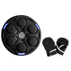 Настінний музичний боксерський тренажер EasyFit (електронна мішень для боксу з рукавичками), 15 режимів, Bluetooth, Розмір 43х6 см, Вага 2 кг, Чорний