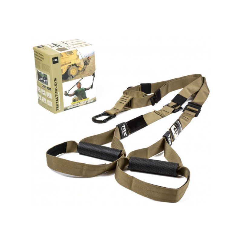Петли TRX Tactical Gym T4 (подвесные тренировочные петли), длина 110-230 см, ширина строп 3,8 см, макс. вес 180 кг, включает удлинитель TRX Xtender: 97 см, хаки