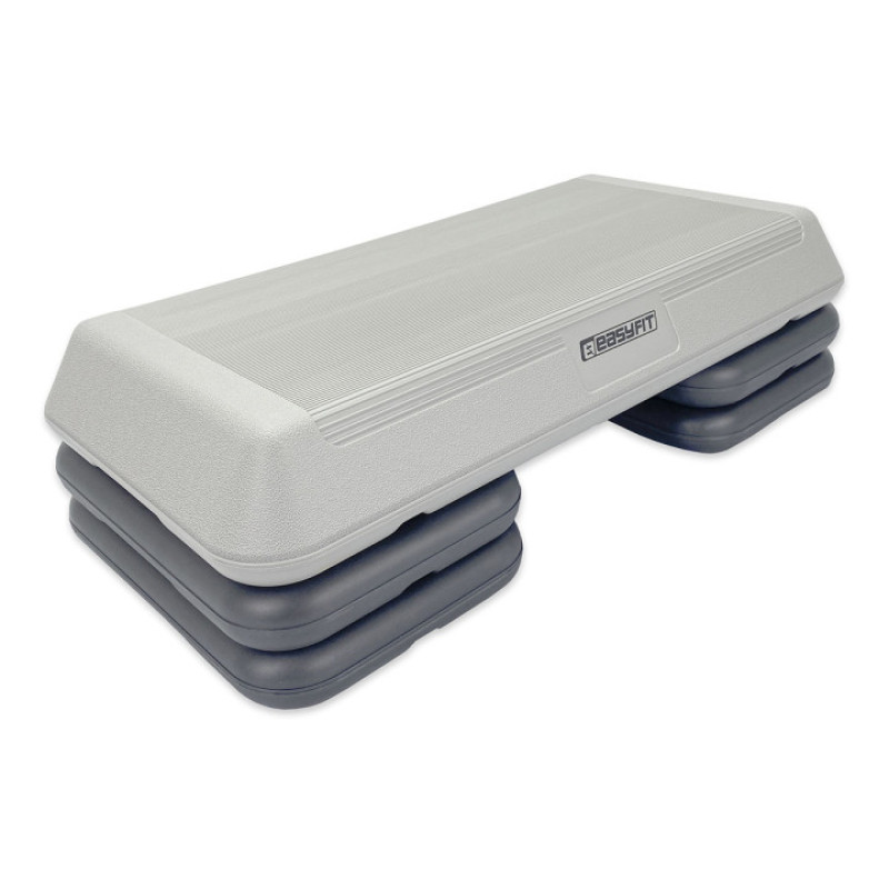 Степ-платформа EasyFit Step-С 3-ступінчата, Максимальне навантаження 250 кг, Довжина 72 см, Ширина 32,5 см, Пластик, Сірий