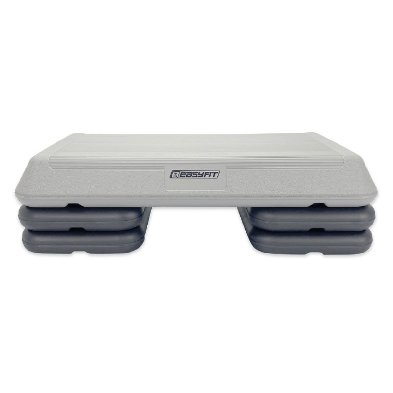 Степ-платформа EasyFit Step-С 3-ступінчата, Максимальне навантаження 250 кг, Довжина 72 см, Ширина 32,5 см, Пластик, Сірий
