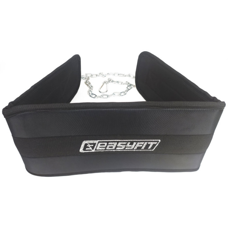 Пояс EasyFit для обтяжень, Розмір L, Максимальне навантаження 150 кг, Матеріал Оксфорд, Сталь, Чорний 