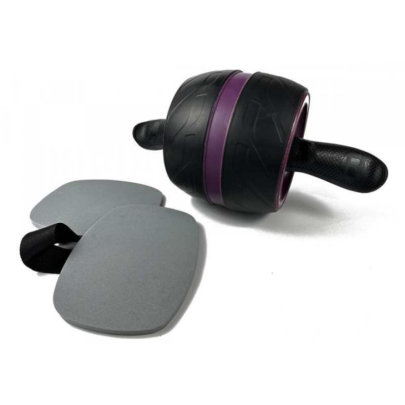 Ролик для преса EasyFit Ab Carver PRO, Максимальне навантаження 140 кг, Розмір колеса 20х16х20 см, Сталь, Гума, Пластик, Чорно-фіолетовий