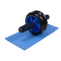 Ролик для пресу подвійний EasyFit з килимком, Діаметр 14 см, Ширина 27 см, Сталь, Гума, Неопрен, Синій