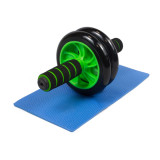 Ролик для пресу подвійний EasyFit з килимком, Діаметр 14 см, Ширина 27 см, Сталь, Гума, Неопрен, Зелений