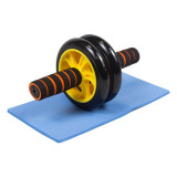 Ролик для преса подвійний EasyFit з килимком, Діаметр 14 см, Ширина 27 см, Сталь, Гума, Неопрен, Жовтий