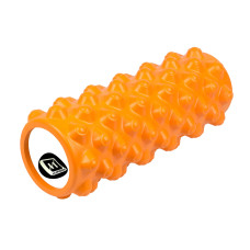 Масажний ролик (валик) EasyFit Grid Roller Extreme, Довжина 33 см, Діаметр 14 см, Каркас із високоміцного пластику, Піна EVA з масажною поверхнею 3D, для МФР, фітнесу, йоги та реабілітації, Помаранчевий