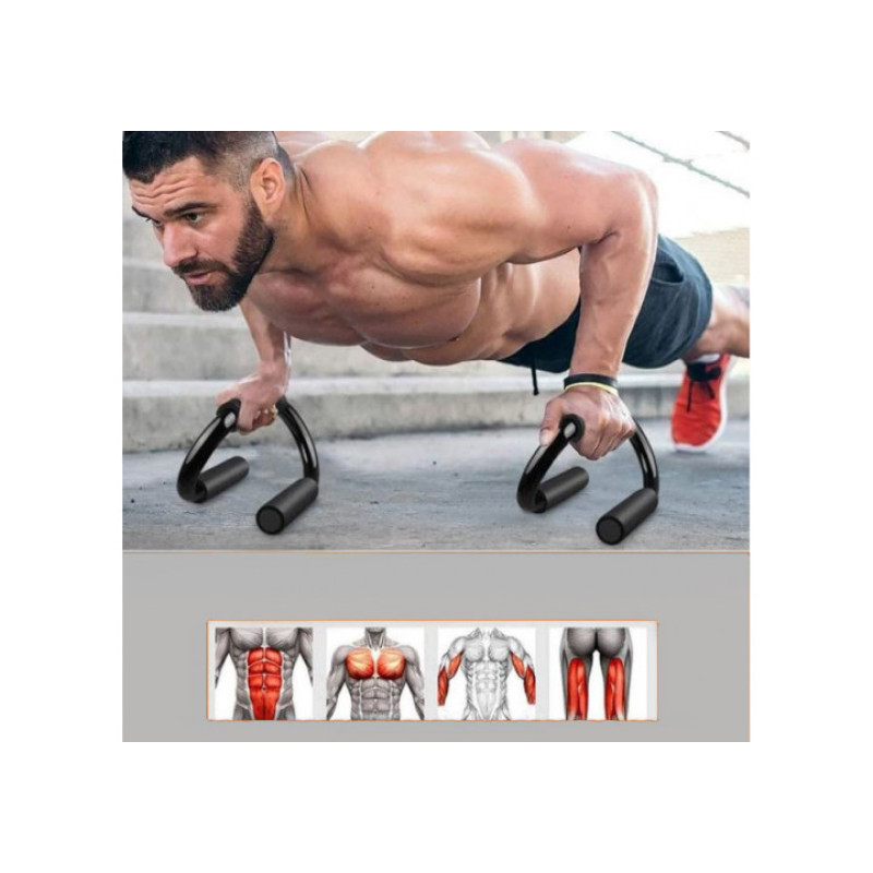 Упори для віджимань EasyFit Stand, Максимальне навантаження 500 кг, Метал з неопреновим покриттям, Чорний