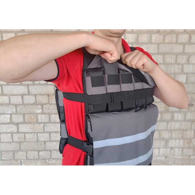 Жилет утяжелитель EasyFit Armor наборной с шагом 0,5 кг, Максимальный вес 18 кг, Оксфорд, Песок, Черный