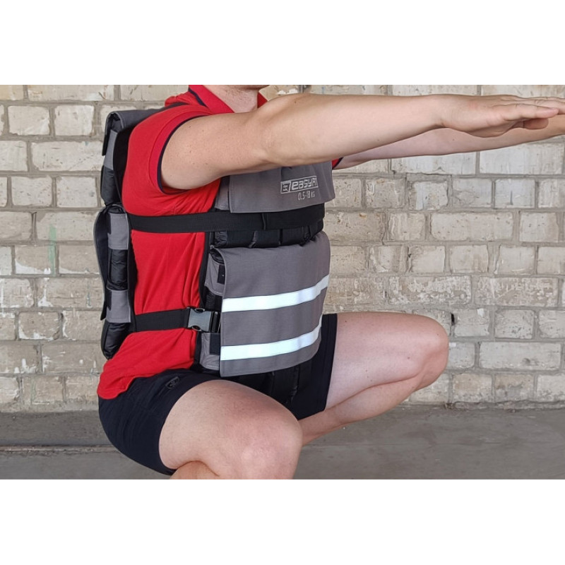 Жилет утяжелитель EasyFit Armor наборной с шагом 0,5 кг, Максимальный вес 18 кг, Оксфорд, Песок, Черный
