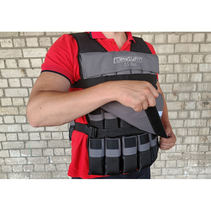Жилет утяжелитель EasyFit Armor наборной с шагом 0,5 кг, Максимальный вес 18 кг, Оксфорд, Песок, Черный