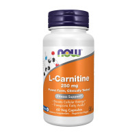 L-карнитин, L-Carnitine 250 mg purest form, NOW, 60 капсул