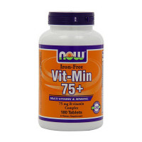 Железо, Vit-Min 75+ iron-free, NOW, 90 таблеток