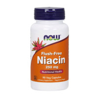 Витамины и минералы, Flush-Free Niacin 250 mg, NOW, 90 капсул