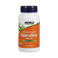 Добавка для здоров'я, Spirulina 500 mg organic, NOW, 100 таблеток
