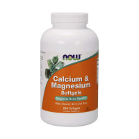 Магний, Calcium & Magnesium Softgels, NOW, 240 капсул