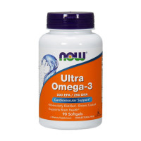 Омега-3, Ultra Omega-3, NOW, 90 капсул