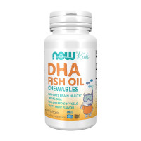 Добавка для здоровья, Kids Chewable DHA, NOW, 60 капсул