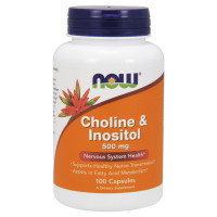 Витамины и минералы, Choline & Inositol 500 mg, NOW, 100 капсул