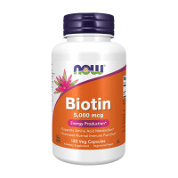 Біотин, Biotin 5,000 mcg, NOW, 120 капсул