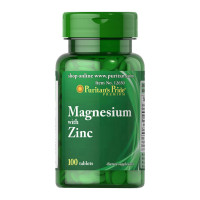 Магній, Magnesium with Zinc, Puritan's Pride, 100 таблеток