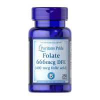 Витамины и минералы, Folate 666 mcg DFE (Folic Acid 400 mcg), Puritan's Pride, 250 таблеток