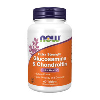 Для суглобів та зв'язок, Glucosamine & Chondroitin extra strength, NOW, 60 таблеток
