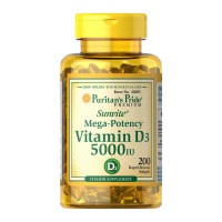 Витамины, Vitamin D3 5000 (125 mcg), Puritan's Pride, 200 капсул