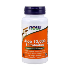Алоэ вера и пробиотики, Aloe 10000 & Probiotics, NOW, 60 вег. капсул