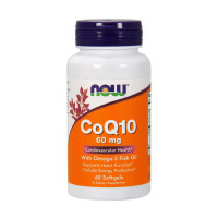 Омега-3, CoQ10 60 mg with Omega-3, NOW, 60 капсул