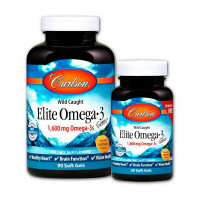 Омега-3, Elite Omega 3 1,600 mg wild caught, Carlson Labs, 90 + 30 капсул (Лимон)