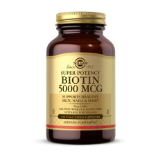 Биотин, Biotin 5000 mcg, Solgar, 100 капсул