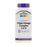 Омега-3, Triple Omega Complex 3-6-9, 21st Century, 90 капсул