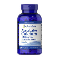 Кальцій, Absorbable Calcium 1200 mg Plus Vitamin D3 25 mcg, Puritan's Pride, 200 капсул