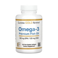 Омега-3, Omega-3 Premium Fish Oil, California Gold Nutrition, 100 капсул