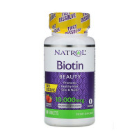 Біотин, Biotin Beauty 10,000 mcg, Natrol, 60 таблеток (Полуниця)