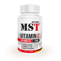Цинк, Vitamin C 500 mg + Vitamin D3 + Zinc, MST, 100 капсул
