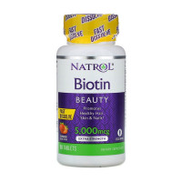 Біотин, Biotin Beauty 5,000 mcg, Natrol, 90 таблеток (Полуниця)