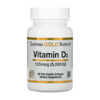 Витамины, Vitamin D3 125 mcg (5,000 IU), California Gold Nutrition, 90 капсул