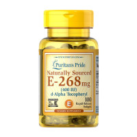 Витамины и минералы, Naturally Sourced E-268 mg (400 IU), Puritan's Pride, 100 капсул
